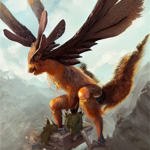 Image similar to Wolpertinger, D&D, fantasy, highly detailed, digital painting, trending on artstation, concept art, sharp focus, illustration, art by artgerm and greg rutkowski and magali villeneuve and Anders Zorn