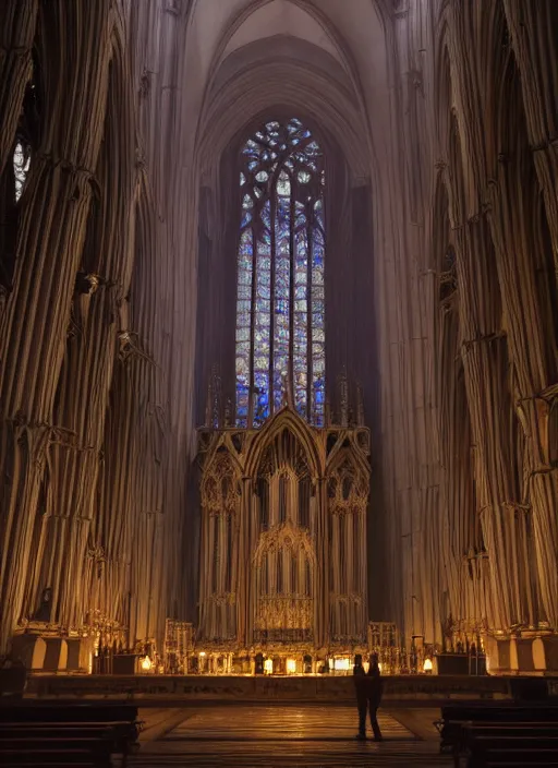 Prompt: pipe organ in a gothic cathedral witching hour, cinematic, heavenly, volumetric light highly detailed, digital painting, artstation, concept art, smooth, sharp focus, epic illustration, unreal engine 5, 8 k illustration by bouguereau and greg rutkowski and edgar maxence