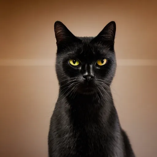 Prompt: low angle, medium shot, bokeh, studio lighting, black cat wearing a kimono from blade runner 2 0 4 9,