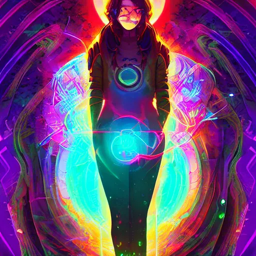 Image similar to skill magic geek inside matrix deepdream radiating a glowing aura stuff loot legends stylized digital illustration video game icon artstation lois van baarle, ilya kuvshinov, rossdraws,