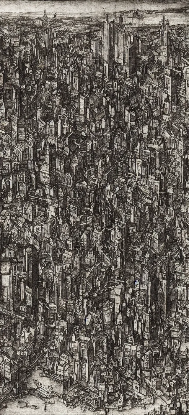 Image similar to a cityscape by albrecht durer