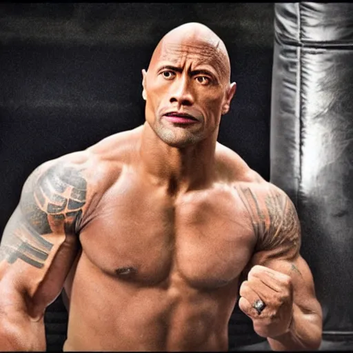 Image similar to Dwayne Johnson as boxer, promo