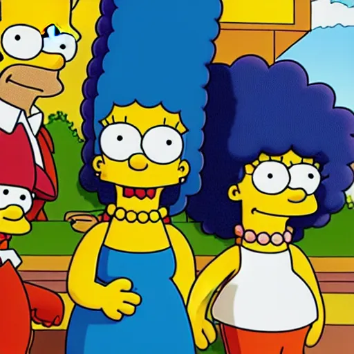 Image similar to the simpsons as real people, very detailed face, 4 k