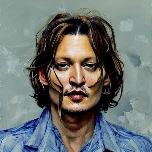 Image similar to high quality high detail painting by lucian freud, hd, portrait of johny depp