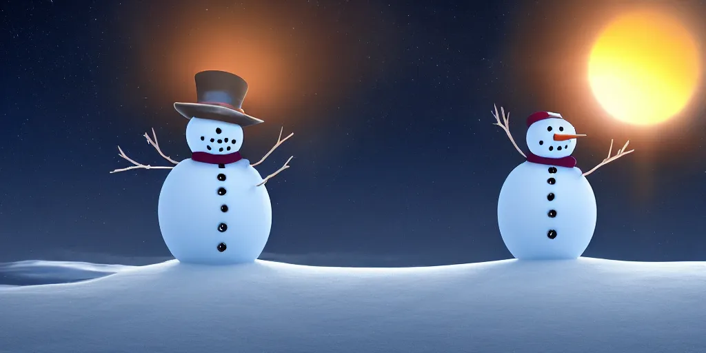 Image similar to a snowman standing on top of the sun. cinematic, dramatic, atmospheric, extremely coherent, 8 k, space