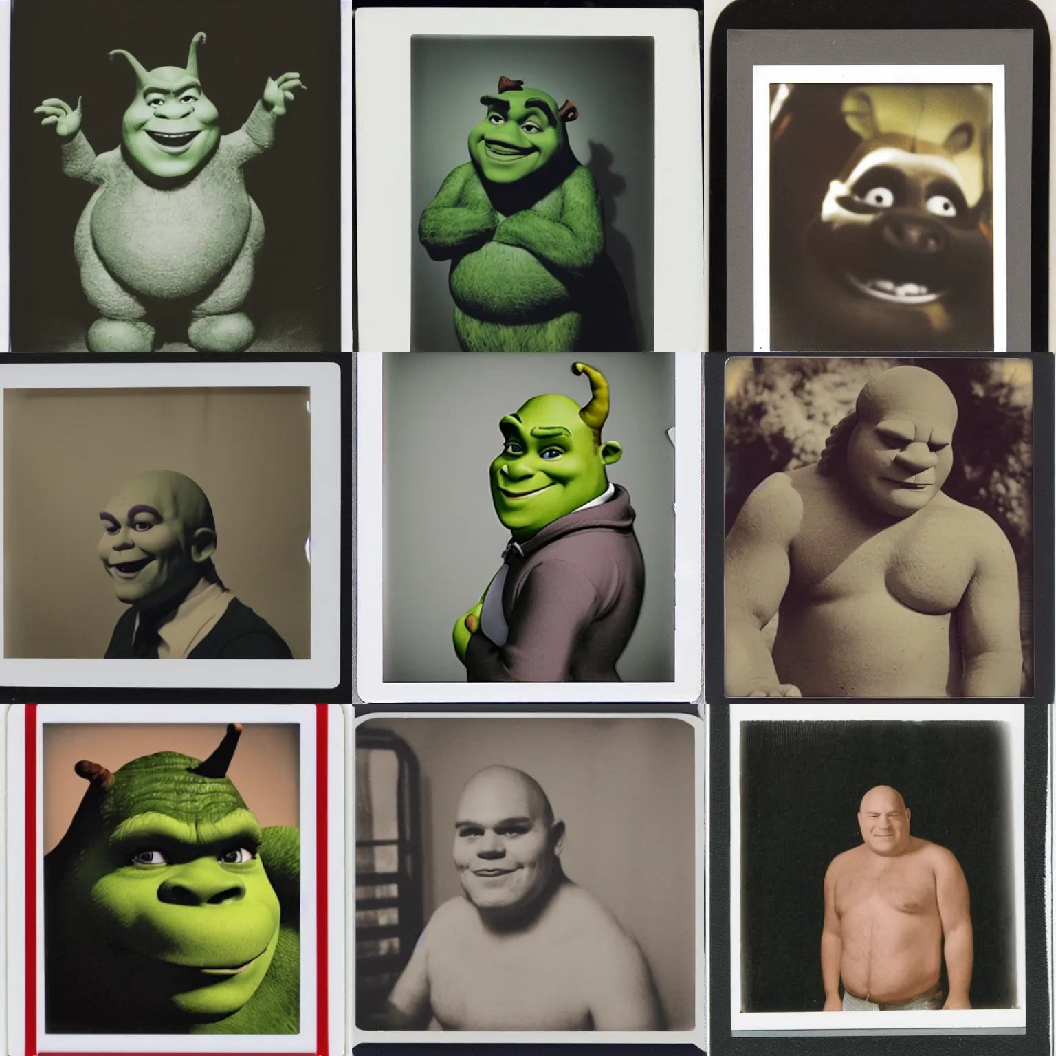 Prompt: polaroid photo of shrek, compromising, blackmail