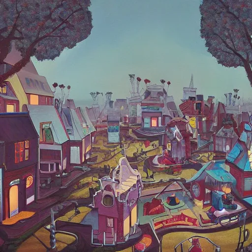 Image similar to painting of a town, by rik oostenbroek, james jean, amy sol