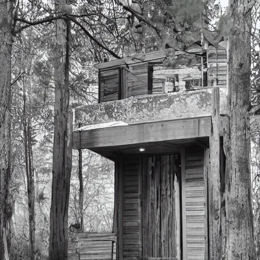 Prompt: modern house in the wood, artwork by ivan shishkin, mystic, night, pinhole analogue photo quality, lomography, monochrome, blur, unfocus, cinematic, 3 5 mm
