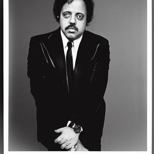 Image similar to billy joel portrait from the 7 0's, black and white