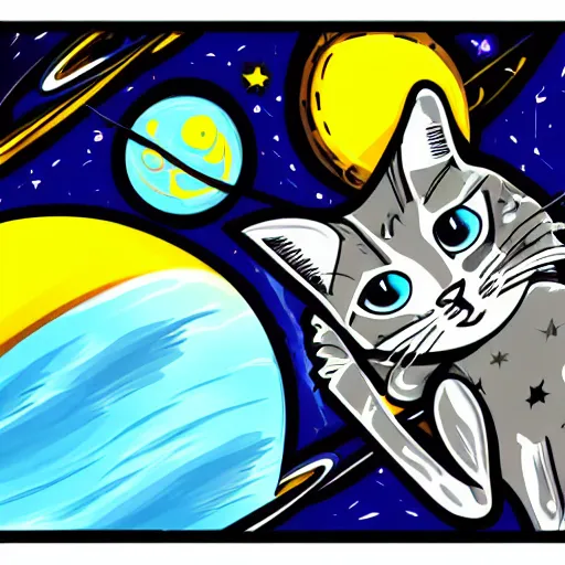 Image similar to space cat cartoon highly detailed, smooth, sharp focus