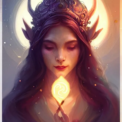 Image similar to Bard, female, fantasy, arcane glow, druidic runes, dramatic, intricate, sly smile, human face, fox ears, elegant, highly detailed, digital painting, artstation, concept art, smooth, sharp focus, illustration, octane render, art by Leesha Hannigan, Ross Tran, Thierry Doizon, Kai Carpenter, Ignacio Fernández Ríos