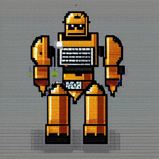 Image similar to robot knight, highly detailed pixel art, 6 4 - bit