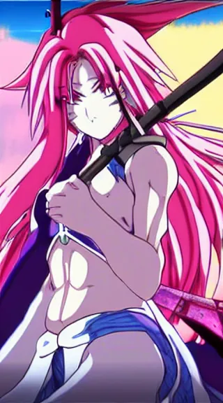 Prompt: Anime Screenshot of a Baiken unsheathing her sword at night, strong blue rimlit, visual-key, anime illustration in the style of Gainax