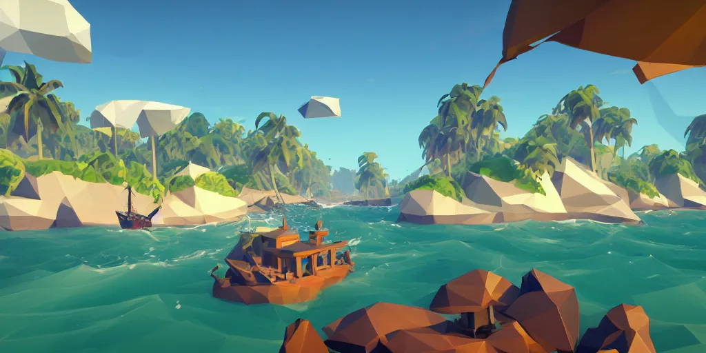 Image similar to low poly sea of thieves