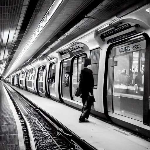 Image similar to paris metro 1980s, XF IQ4, 150MP, 50mm, F1.4, ISO 200, 1/160s, natural light