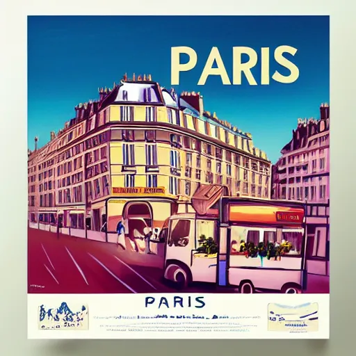 Prompt: paris travel poster, painting, trending on artstation