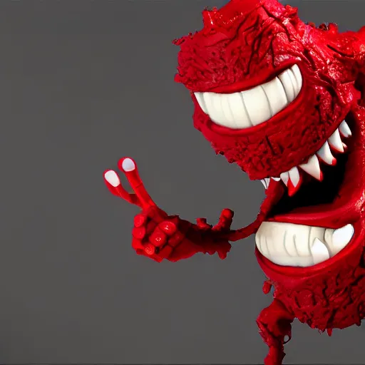 Prompt: carnage as a pixar character, up, studio lighting, animation, 3 d render,