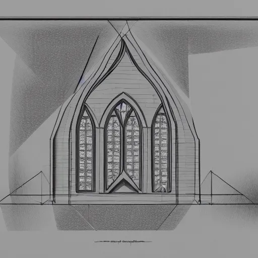 Image similar to architectural drawing of church inspired by nature