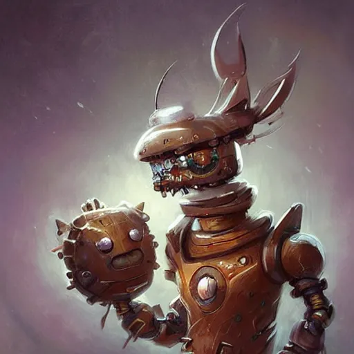 Prompt: anthropomorphic robot [ thing ], spiked, cuddly, hugging, tiny, small, short, cute and adorable, dnd character art portrait, matte fantasy painting, deviantart artstation, by jason felix by steve argyle by tyler jacobson by peter mohrbacher, cinema