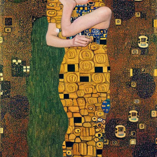 Prompt: full body faye reagan in the style of gustav klimt