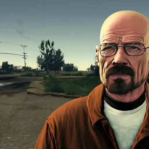 Prompt: Walter White as a GTA V loading screen