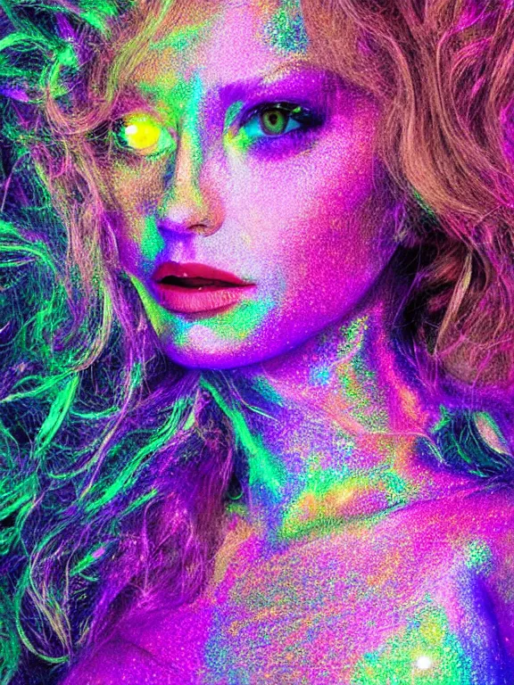 Image similar to beautiful holographic woman, glitch