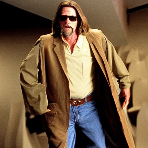 Prompt: jim carrey as the dude, the big lebowski