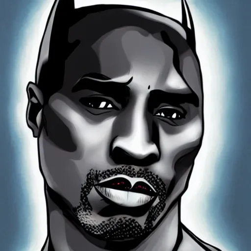 Prompt: Tupac as Batman