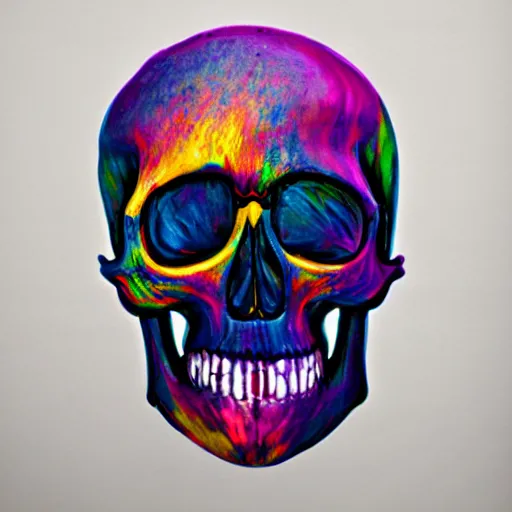 Image similar to skull made from flowing, exploding colorful paint