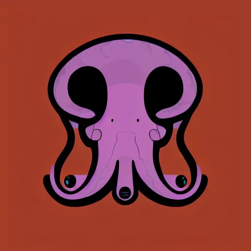 Image similar to cyborg octopus in headphones, logo, digital art, minimalism