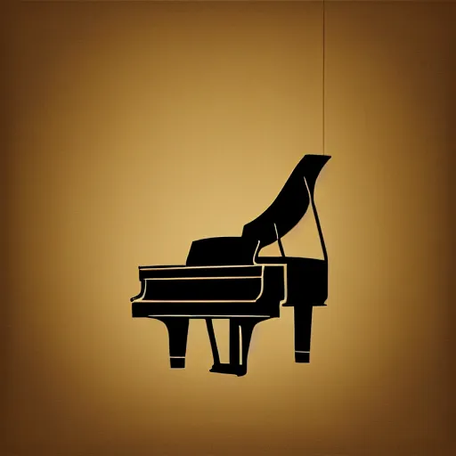 Image similar to piano room with golden vinyl hanging on walls, 8 k, digital art.