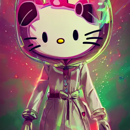 Prompt: portrait of a hello kitty, concept art by makoto shinkai, dan mumford, digital art, highly detailed, intricate, sci-fi, sharp focus, Trending on Artstation HQ, deviantart, unreal engine 5, 4K UHD image