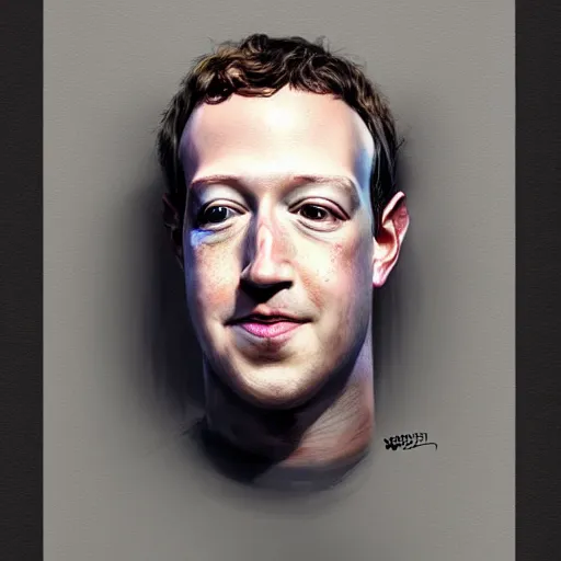 Image similar to hyper realistic, portrait of mark zuckerberg ethnicity : asian, painted by greg rutkowski, wlop, loish,