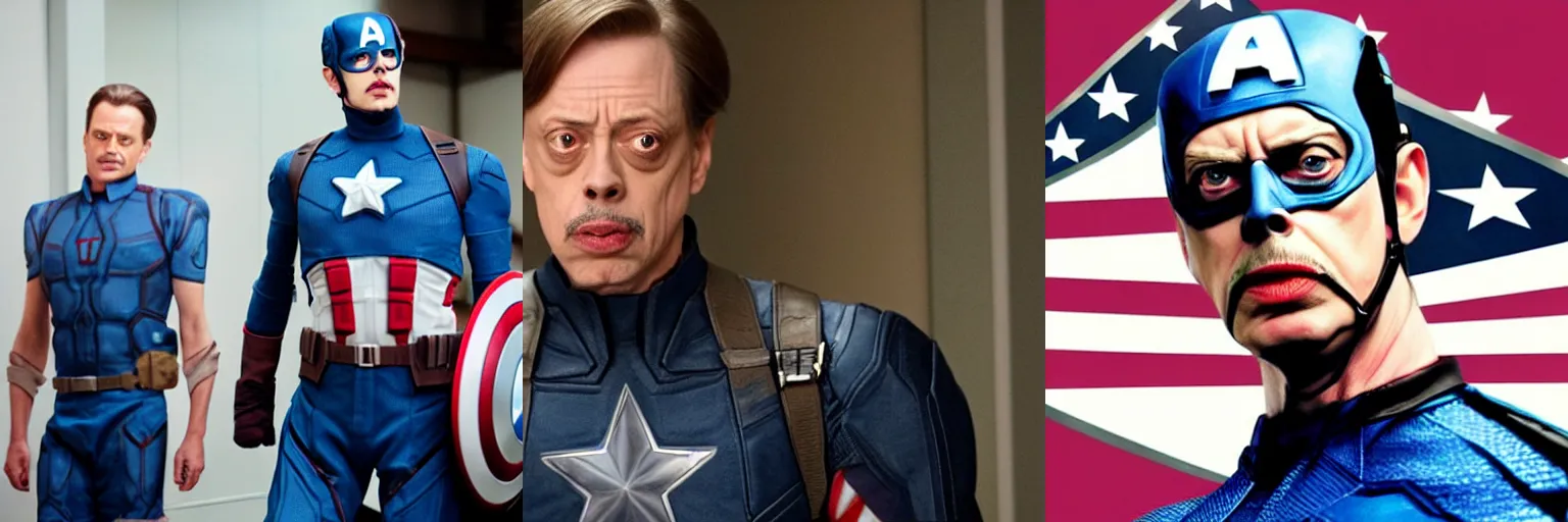 Image similar to steve buscemi as captain america