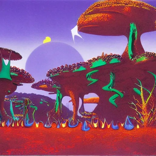 Image similar to rave party by roger dean