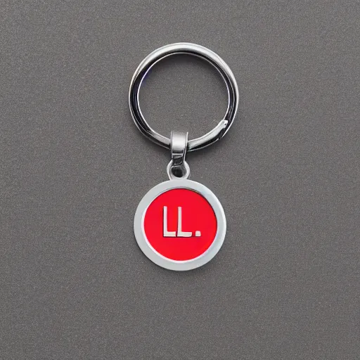 Image similar to glowing l on a keychain, futuristic, plan background