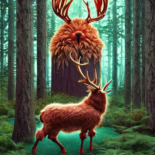 Prompt: a fluffy android stag in the forest:: by Martine Johanna and Simon Stålenhag and Chie Yoshii and Casey Weldon and Guillermo del toro :: ornate, dynamic, particulate, intricate, elegant, highly detailed, centered, artstation, smooth, sharp focus, octane render, 3d