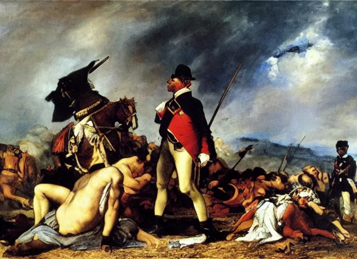 Image similar to romanticism painting of big chungus during the french revolution, by eugene delacroix