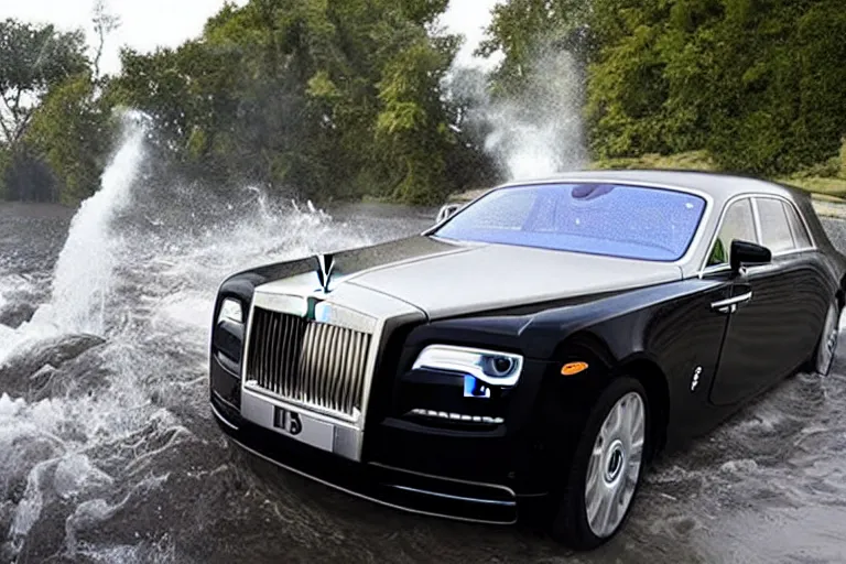 Image similar to stoned teenagers decided to drown Rolls-Royce