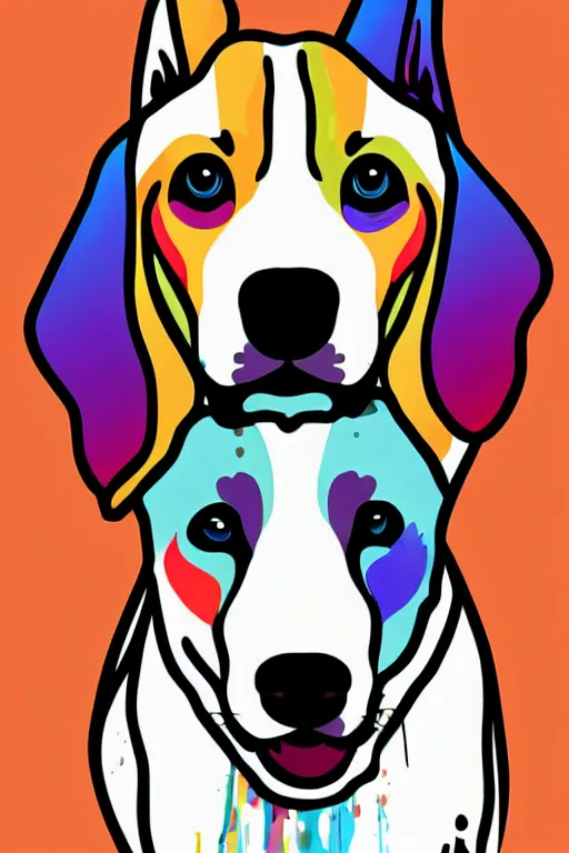 Image similar to minimalist boho style art of a colorful dog, illustration, vector art