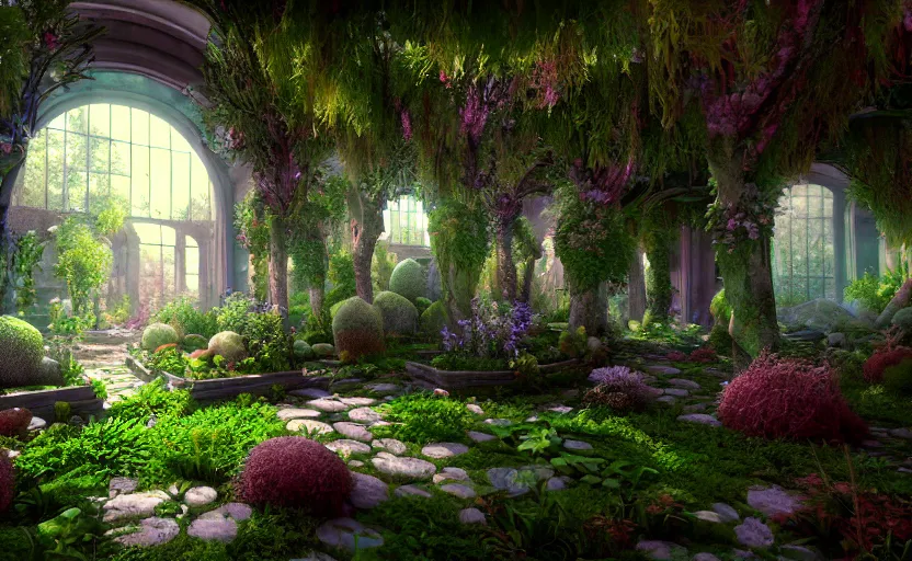 Image similar to inside an ethereal magical garden, highly detailed, 8 k, hdr, award - winning, octane render, artstation