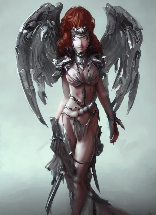 Image similar to concept art, angel knight girl, artstation trending, highly detailed