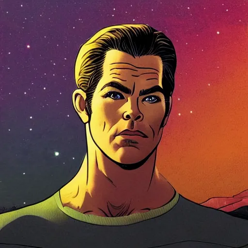 Image similar to chris pine retro minimalist portrait by jean giraud, moebius starwatcher comic, 8 k