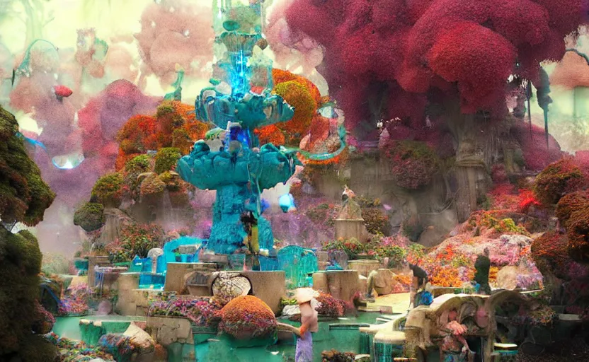 Image similar to magical fountain, fantasy. intricate, amazing composition, colorful watercolor, by ruan jia, by maxfield parrish, by marc simonetti, by hikari shimoda, by robert hubert, by zhang kechun, illustration, gloomy