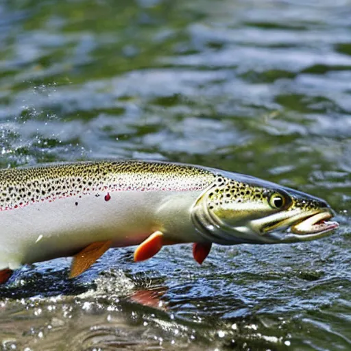 Prompt: rapidly approaching trout