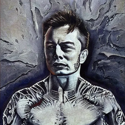 Image similar to Elon Musk by H. R. Giger, highly detailed