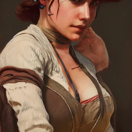 Image similar to A young spanish woman as a Red dead redemption 2 loading screen, very detailed face, gorgeous, beautiful, intricate, highly detailed, digital painting, artstation, concept art, sharp focus, illustration, art by greg rutkowski and alphonse mucha