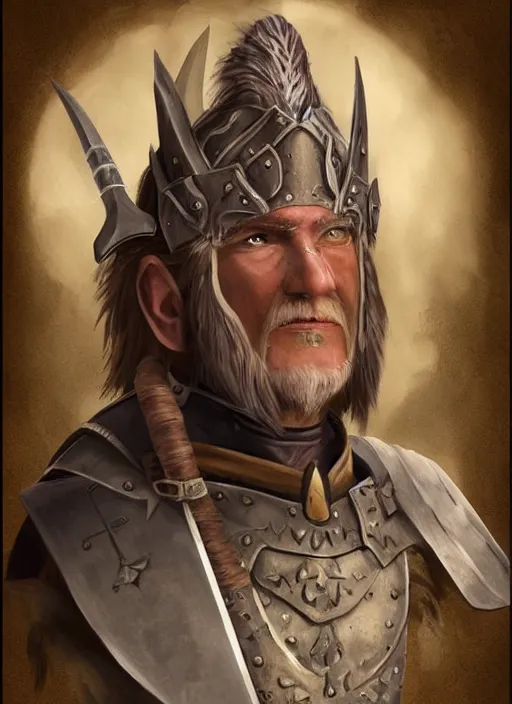 Image similar to warrior character portrait paladin old male hobbi fantasy