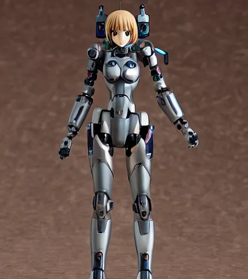 Image similar to Girl in mecha cyber Armor, portrait of the action figure of a girl, with bare legs，in the style of Kotobukiya ，anime figure