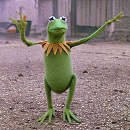 Image similar to a still of kermit the frog in stalker by tarkovsky